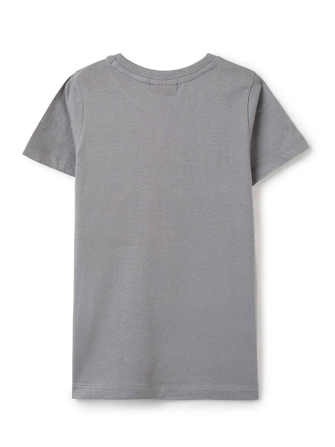 Boys Light Grey Printed Cotton T-shirt