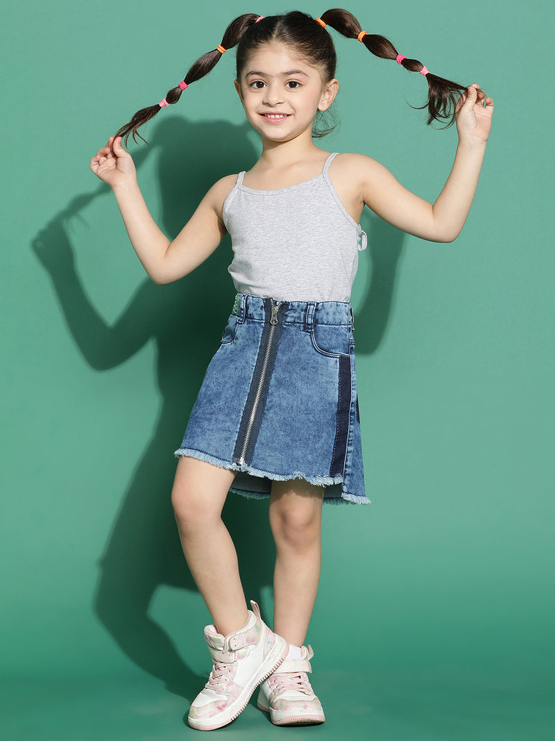 Girls Dark Blue Denim Skirt