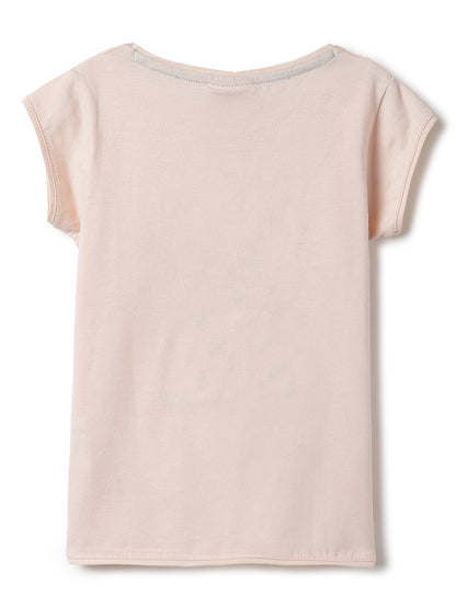 Girls Vanila Lycra Embroidered Regular Fit T-shirt