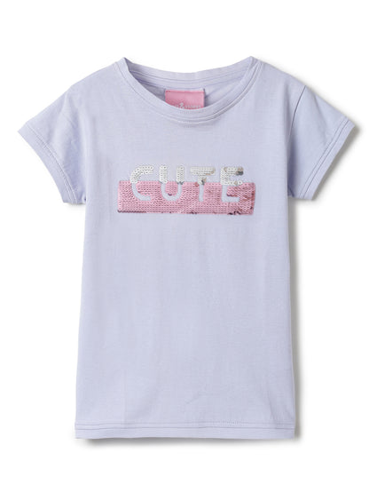 Girls Printed Dark Pink Cotton Regular Fit T-Shirts