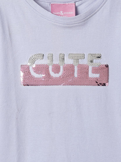 Girls Printed Dark Pink Cotton Regular Fit T-Shirts
