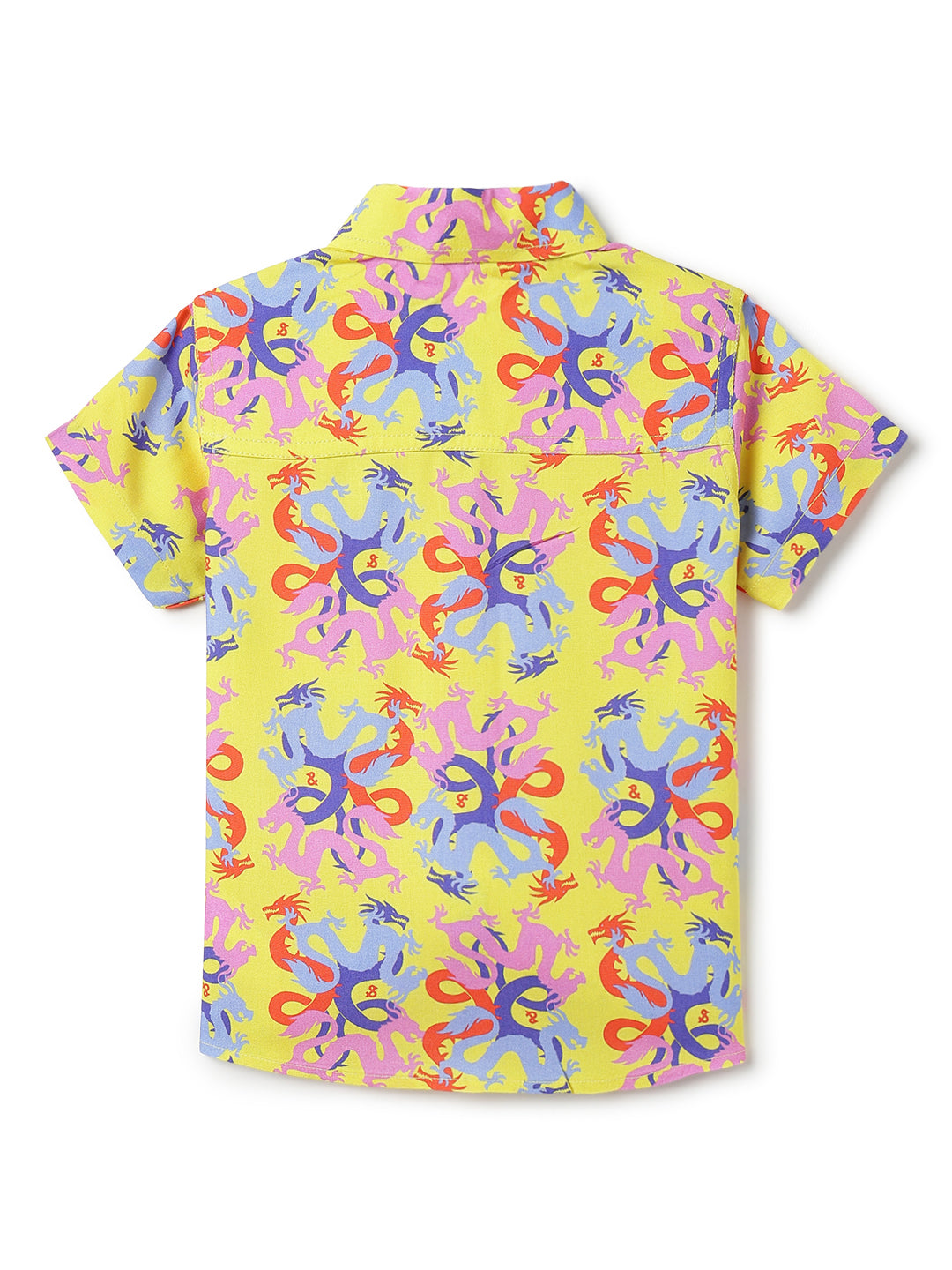 Boys Printed Yellow Rayon Regular Fit Half Sleeve Shirt