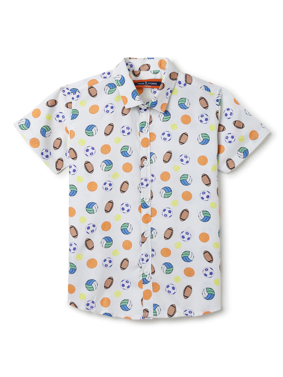 Boys Printed Off-White Rayon Regular Fit Half Sleeve Shirt