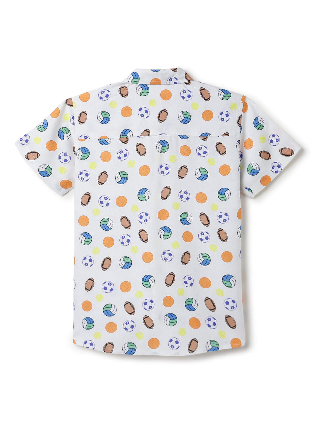 Boys Printed Off-White Rayon Regular Fit Half Sleeve Shirt
