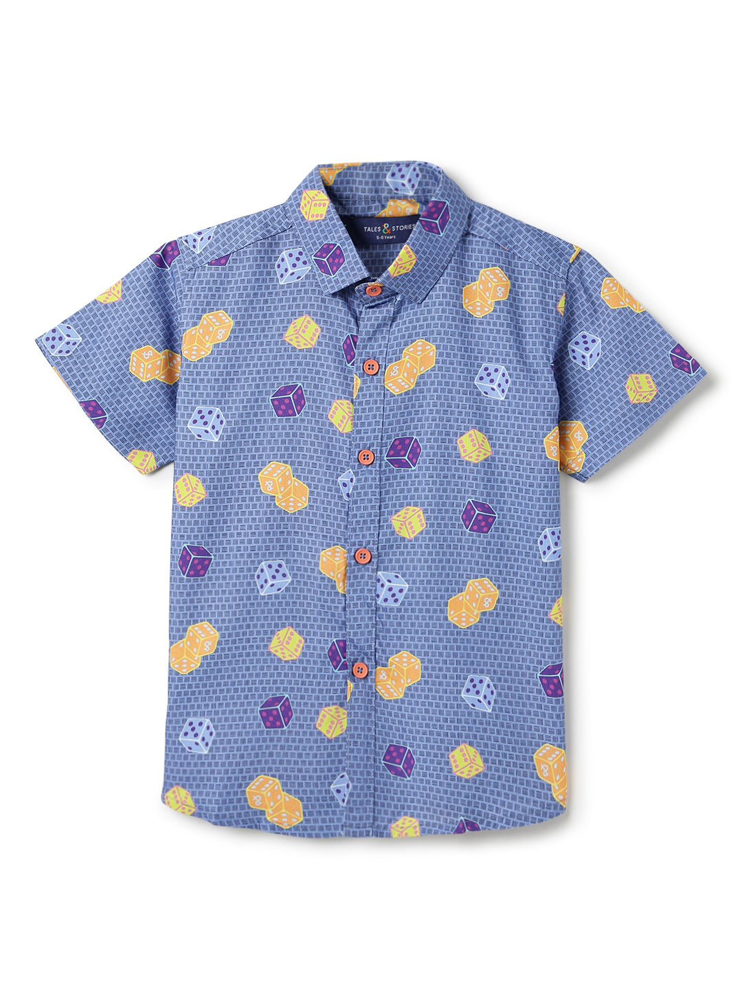 Boys Navy Blue Rayon Printed Regular Fit Shirt