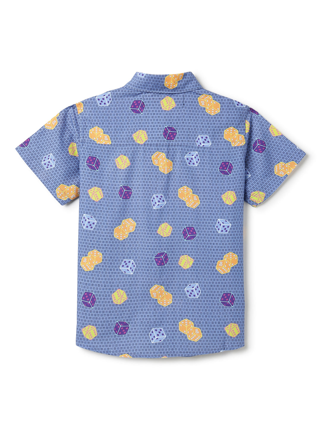 Boys Navy Blue Rayon Printed Regular Fit Shirt