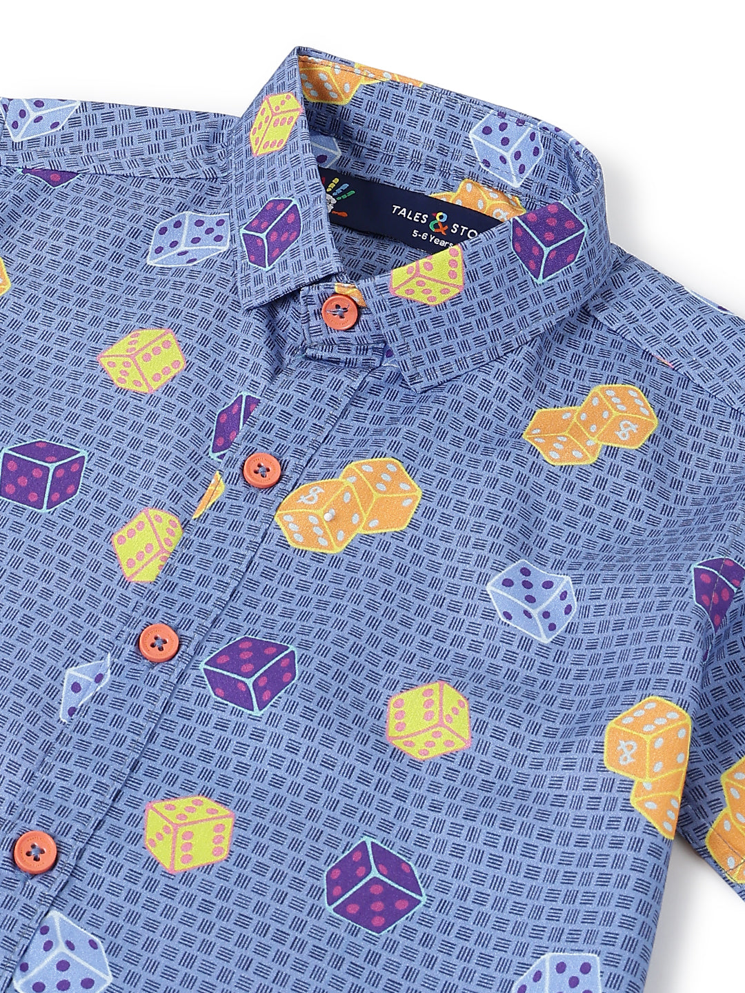 Boys Navy Blue Rayon Printed Regular Fit Shirt