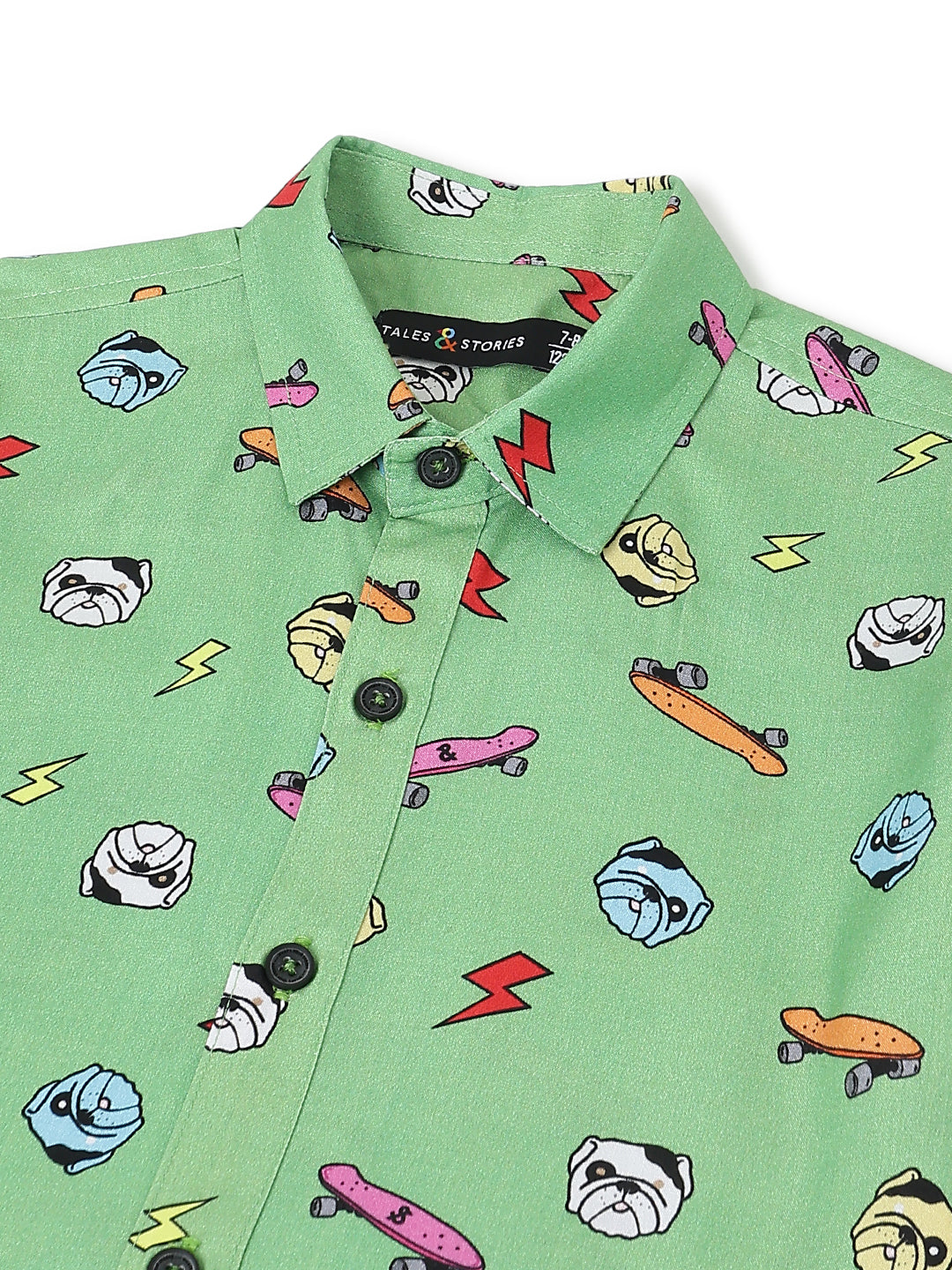 Boys Green Rayon Printed Regular Fit Shirt
