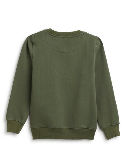 Boys Olive Green Striped Sweatshirt