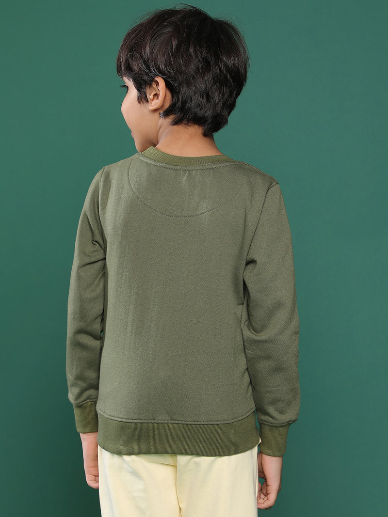 Boys Olive Green Striped Sweatshirt