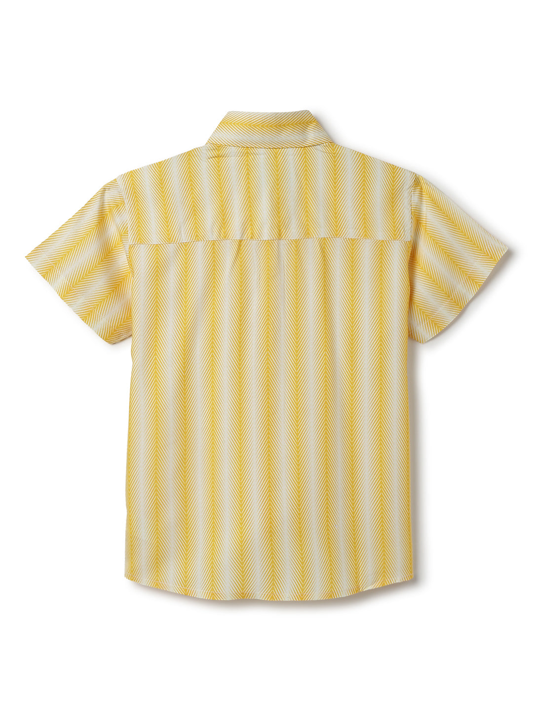 Boys Yellow Half Sleeves Viscos Printed Regular Fit Shirt