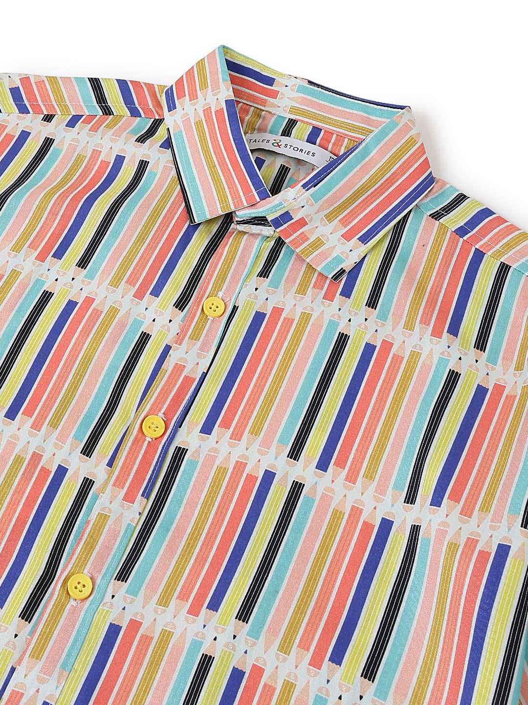 Boys Yellow Half Sleeves Viscos Printed Regular Fit Shirt