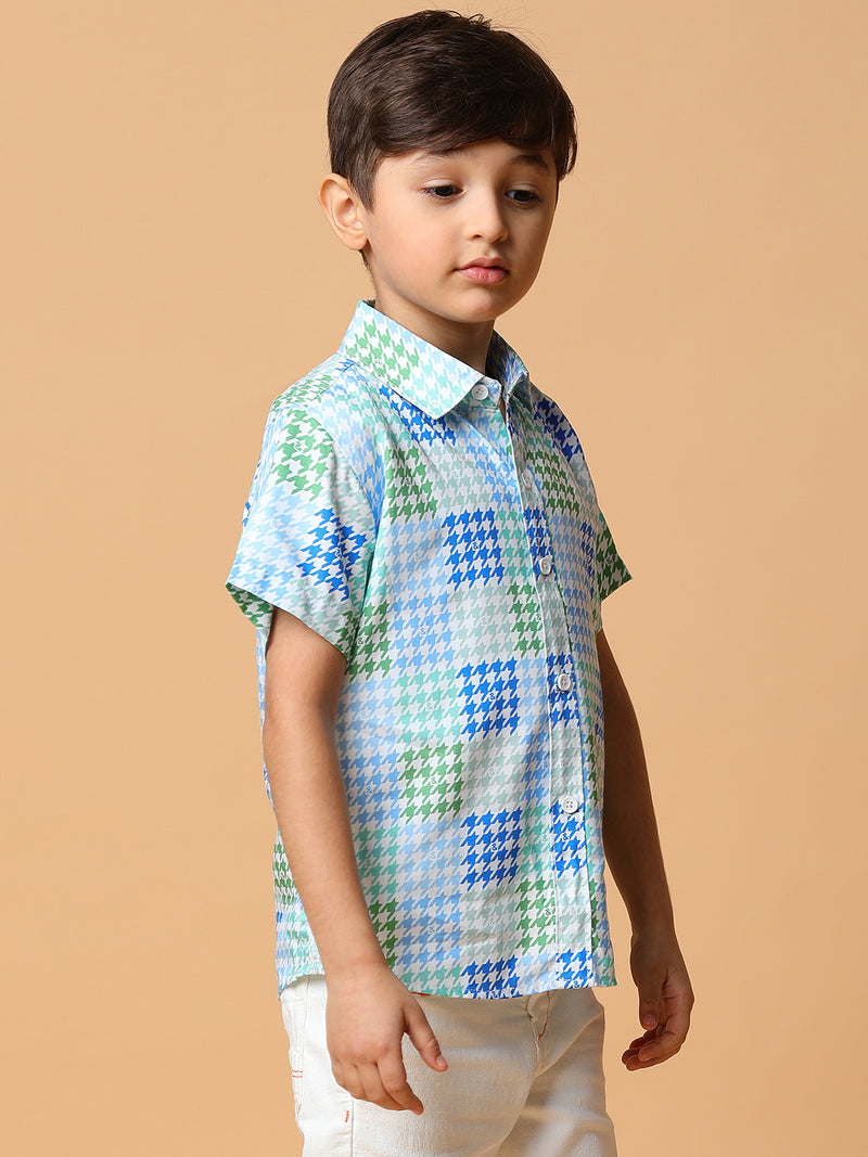 Boys Blue & Sky Printed Shirt