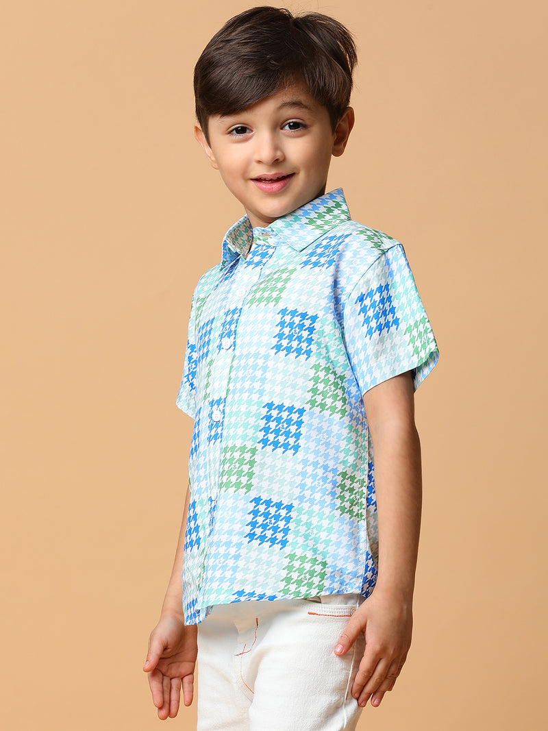 Boys Blue & Sky Printed Shirt