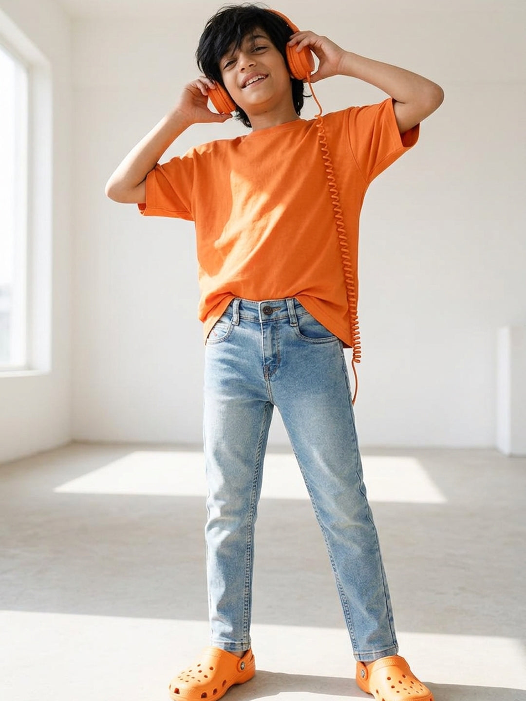 Boys Blue Cotton Washed Jeans