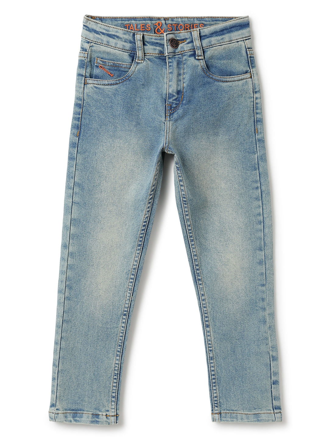 Boys Blue Cotton Washed Jeans