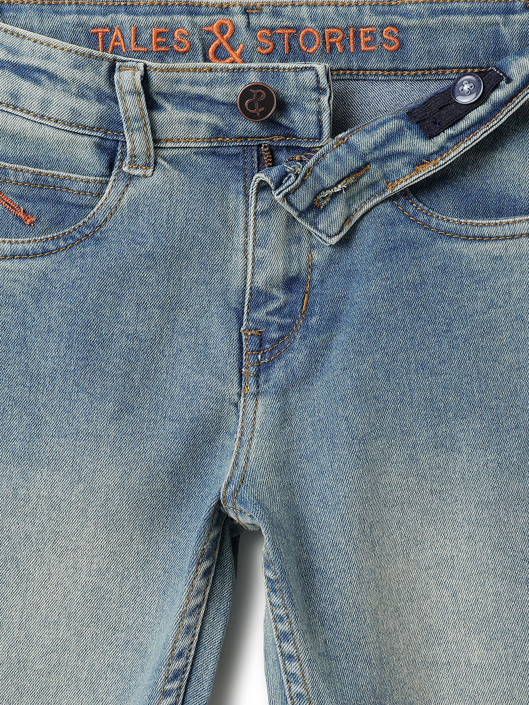 Boys Blue Cotton Washed Jeans