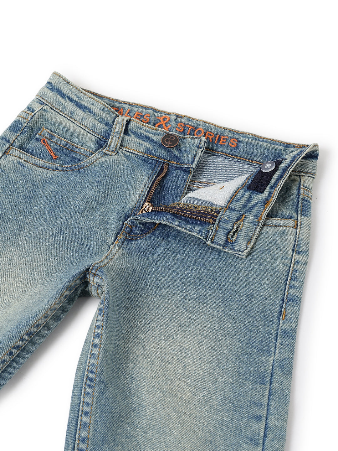 Boys Blue Cotton Washed Jeans