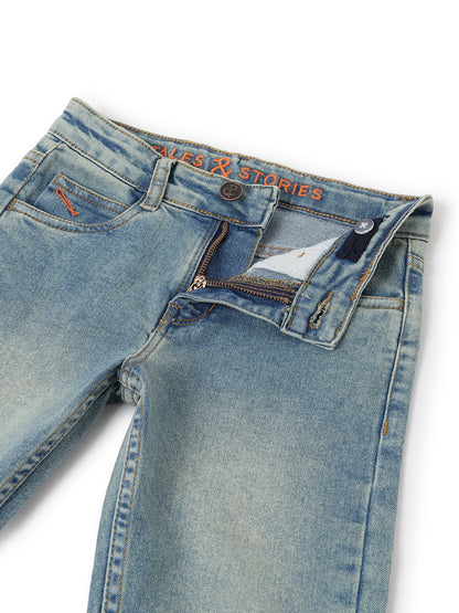 Boys Blue Cotton Washed Jeans
