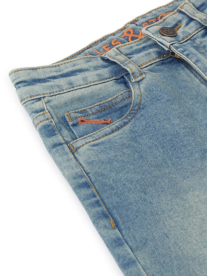 Boys Blue Cotton Washed Jeans