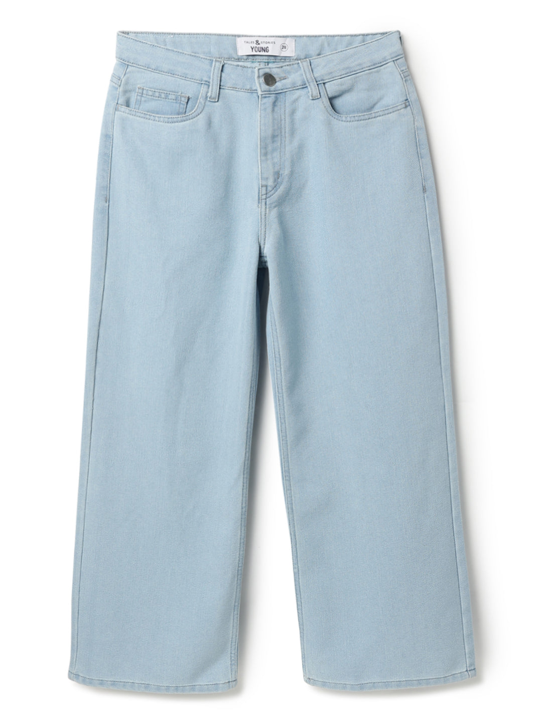 Womens Light Blue Flare Fit Bleach Washed Denim Jeans