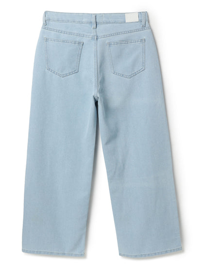 Womens Light Blue Flare Fit Bleach Washed Denim Jeans