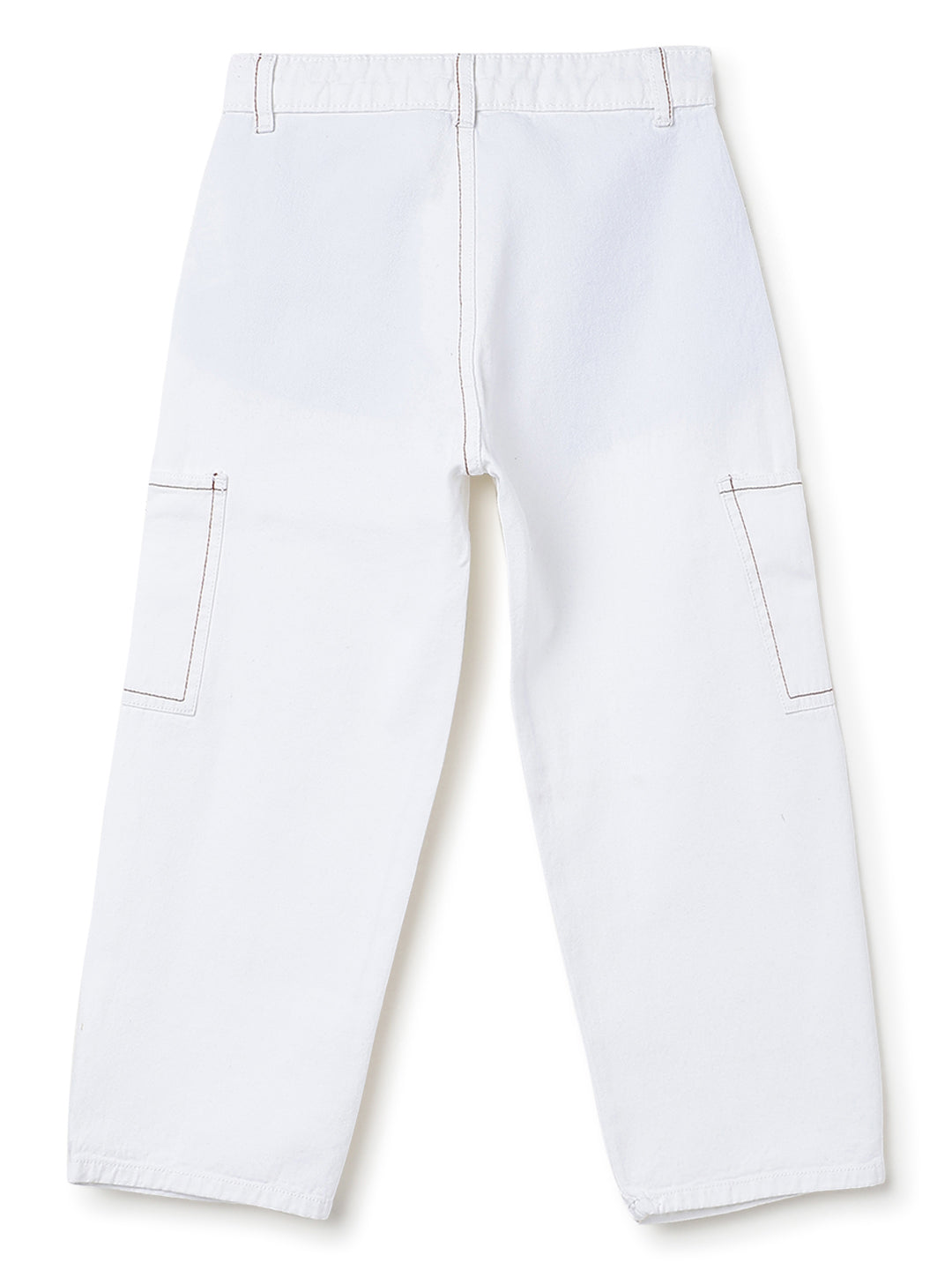 Boys Off White Barrel Fit Jeans