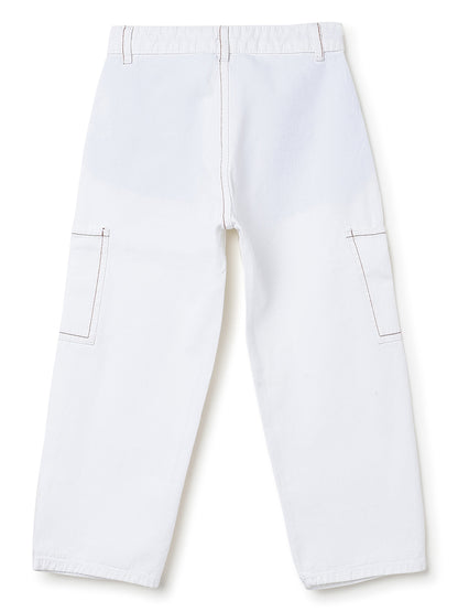 Boys Off White Barrel Fit Jeans