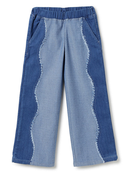 Girls Light Blue Wide Leg Denim Jeans