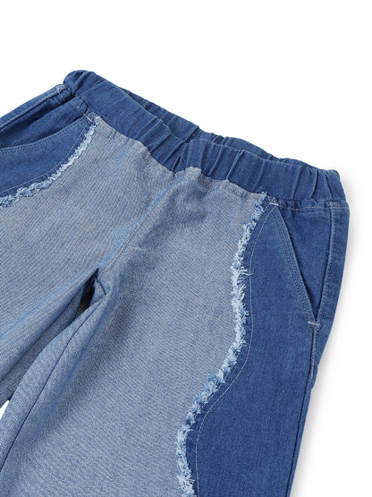 Girls Light Blue Wide Leg Denim Jeans