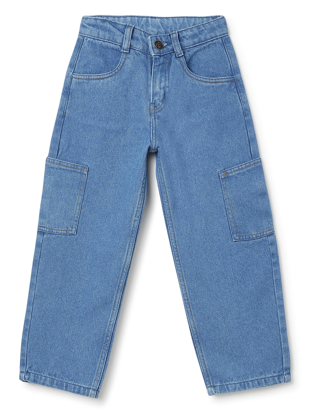 Boys Light Blue Barrel Fit Denim Jeans