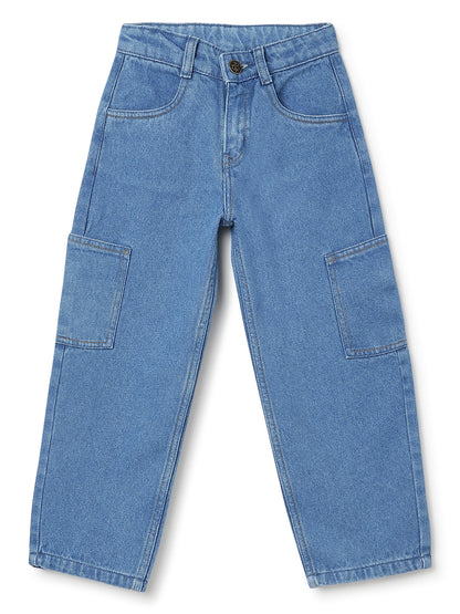 Boys Light Blue Barrel Fit Denim Jeans