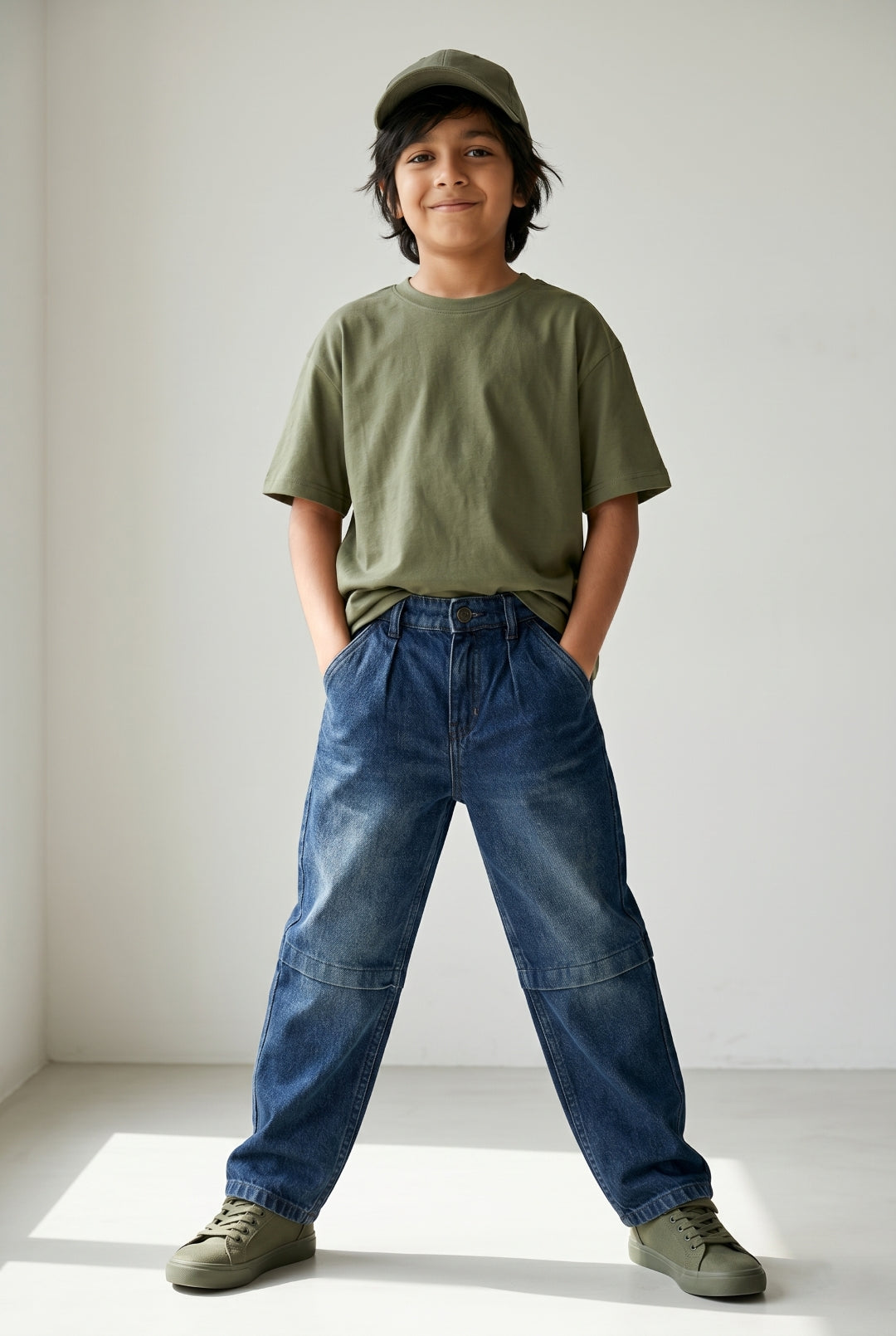Boys Dark Blue Washed Denim Straight Fit Jeans