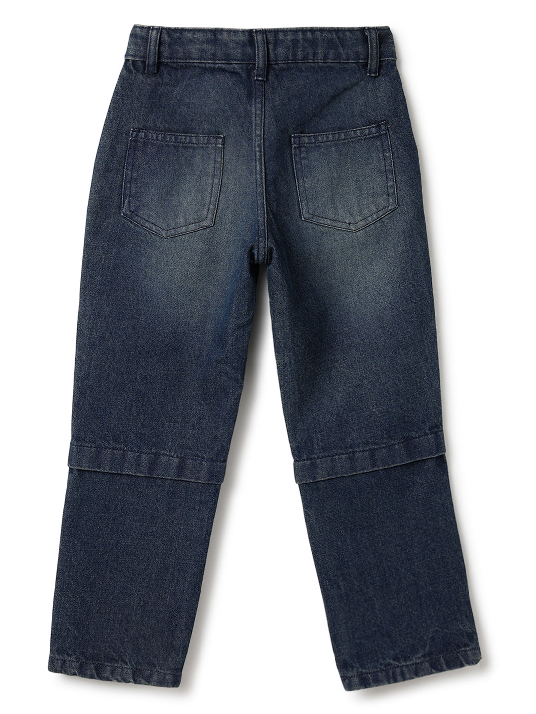 Boys Dark Blue Washed Denim Straight Fit Jeans