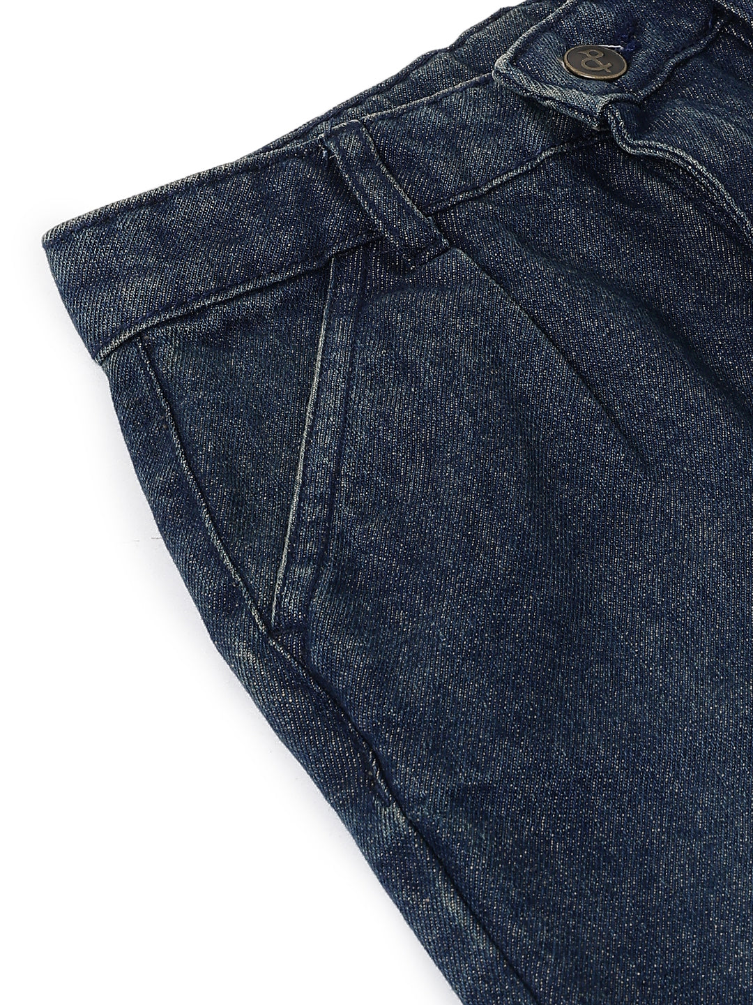 Boys Dark Blue Washed Denim Straight Fit Jeans