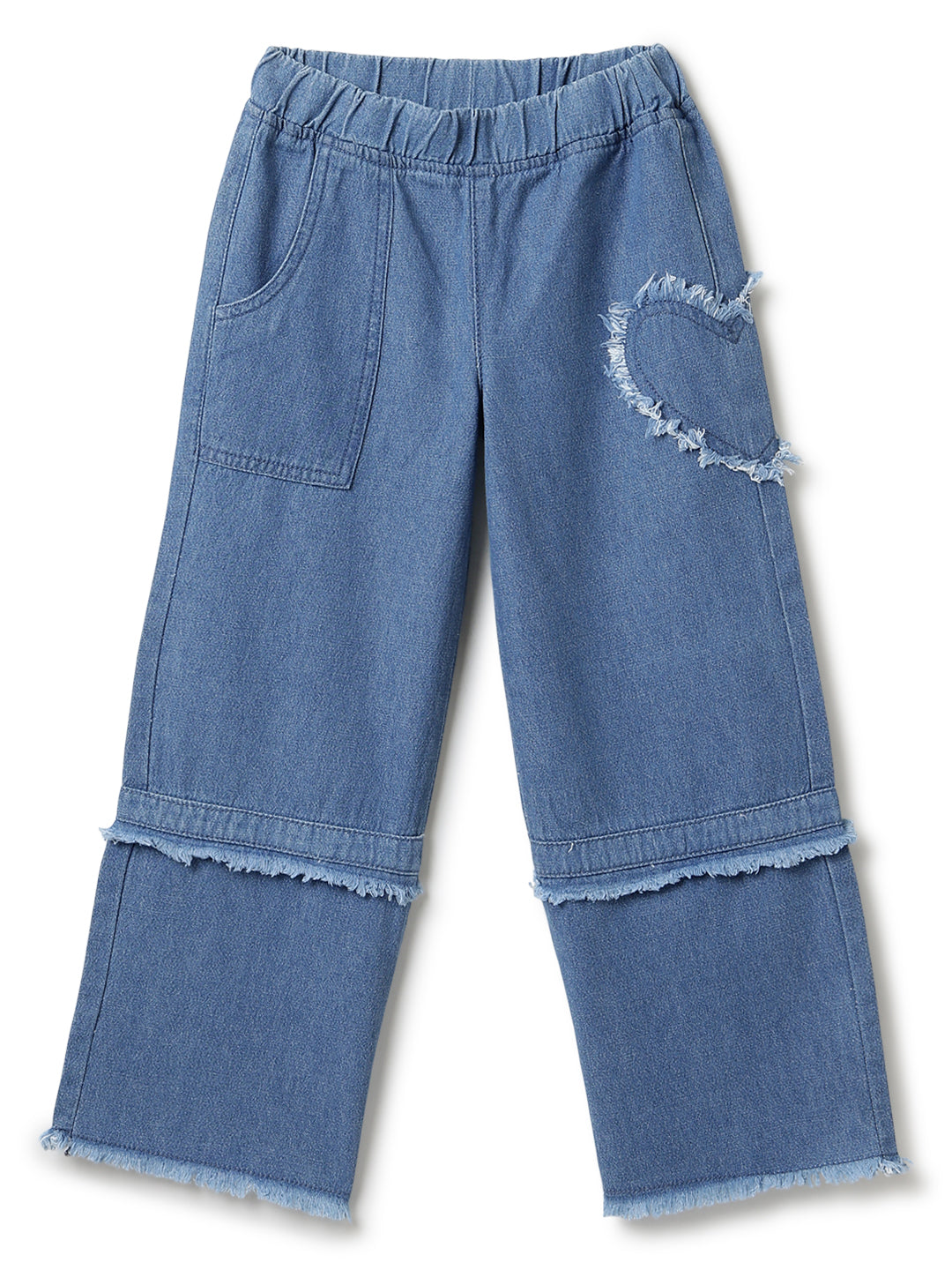 Girls Light Blue Wide Leg Denim Jeans