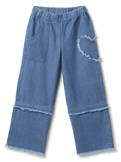 Girls Light Blue Wide Leg Denim Jeans