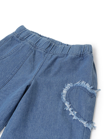 Girls Light Blue Wide Leg Denim Jeans