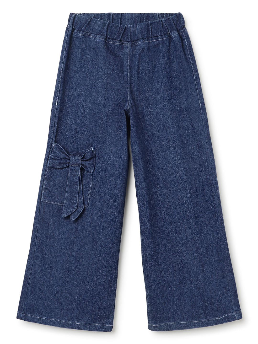 Girls Dark Blue Wide Leg Denim Jeans