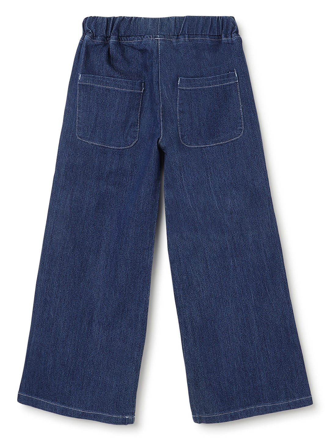 Girls Dark Blue Wide Leg Denim Jeans