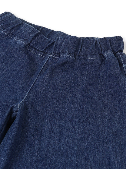 Girls Dark Blue Wide Leg Denim Jeans