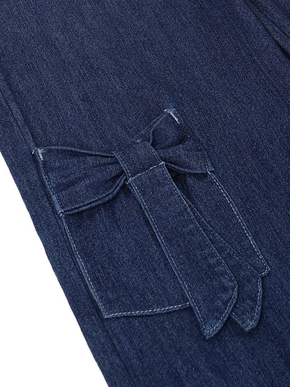 Girls Dark Blue Wide Leg Denim Jeans