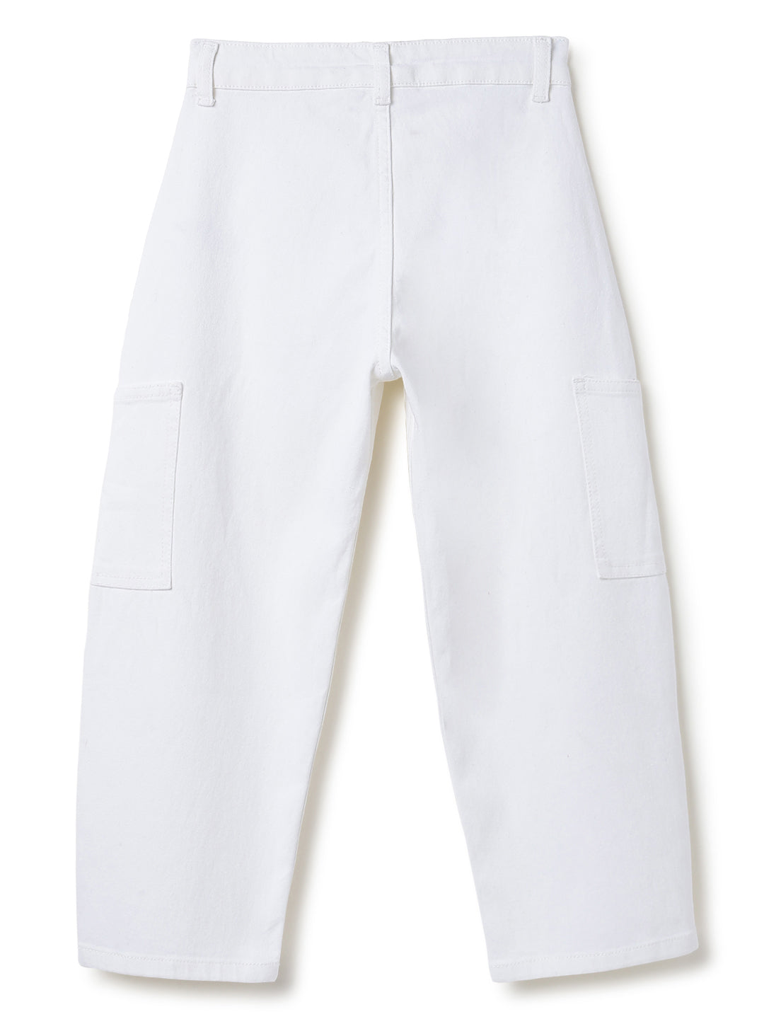 Girls White Barrel Fit Casual Jeans