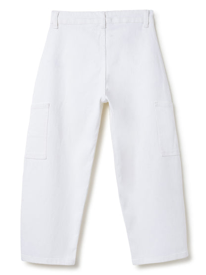 Girls White Barrel Fit Casual Jeans