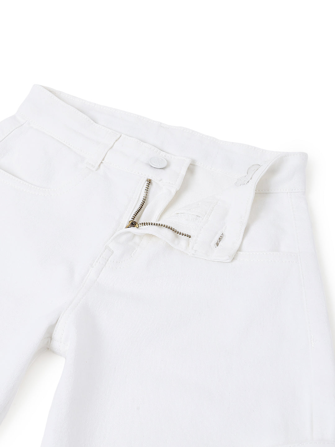 Girls White Barrel Fit Casual Jeans