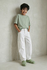 Boys White Barrel Fit Casual Jeans