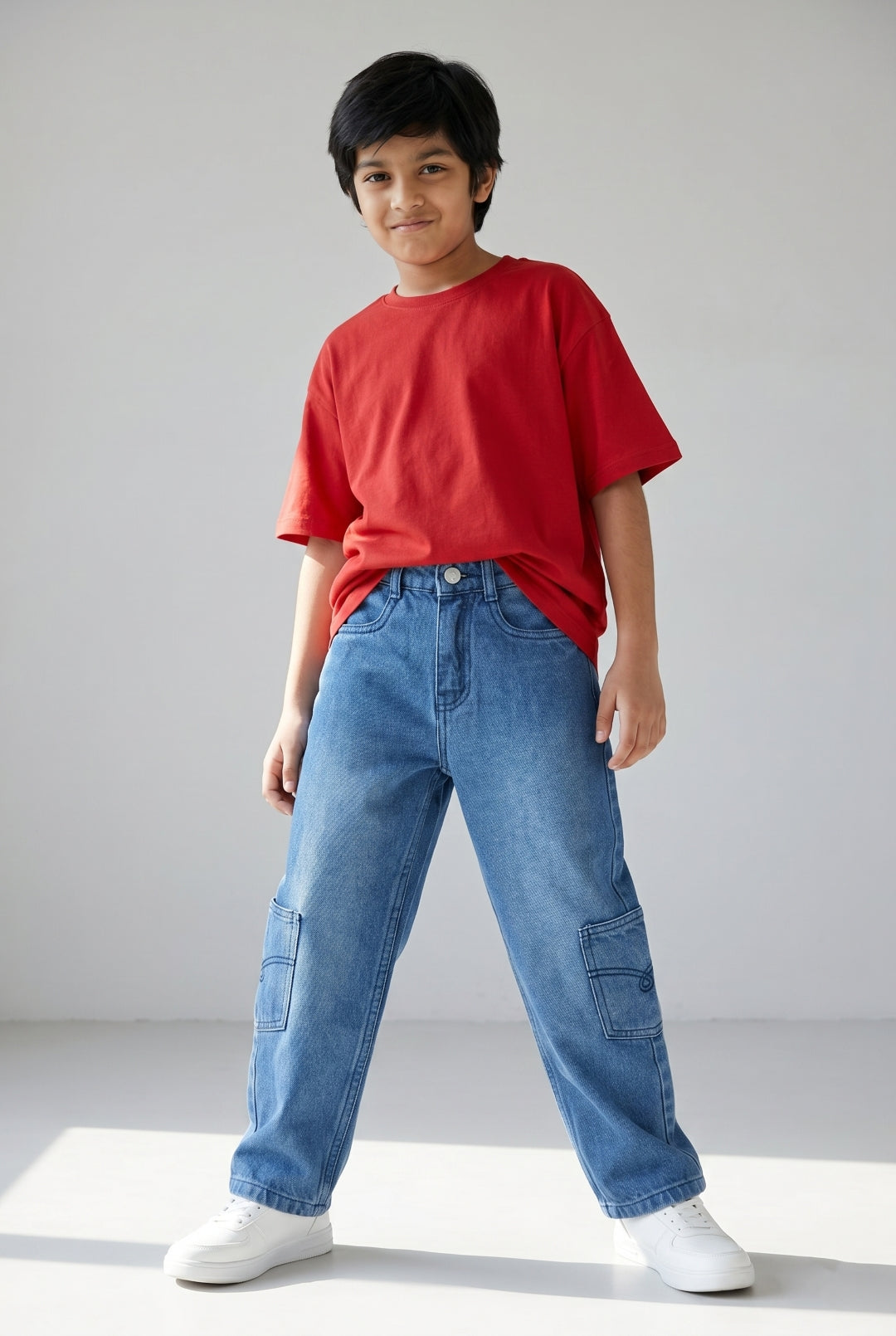 Boys Dark Blue Denim Straight Fit Jeans