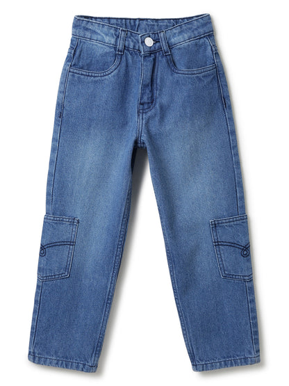 Boys Dark Blue Denim Straight Fit Jeans
