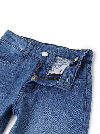 Boys Dark Blue Denim Straight Fit Jeans