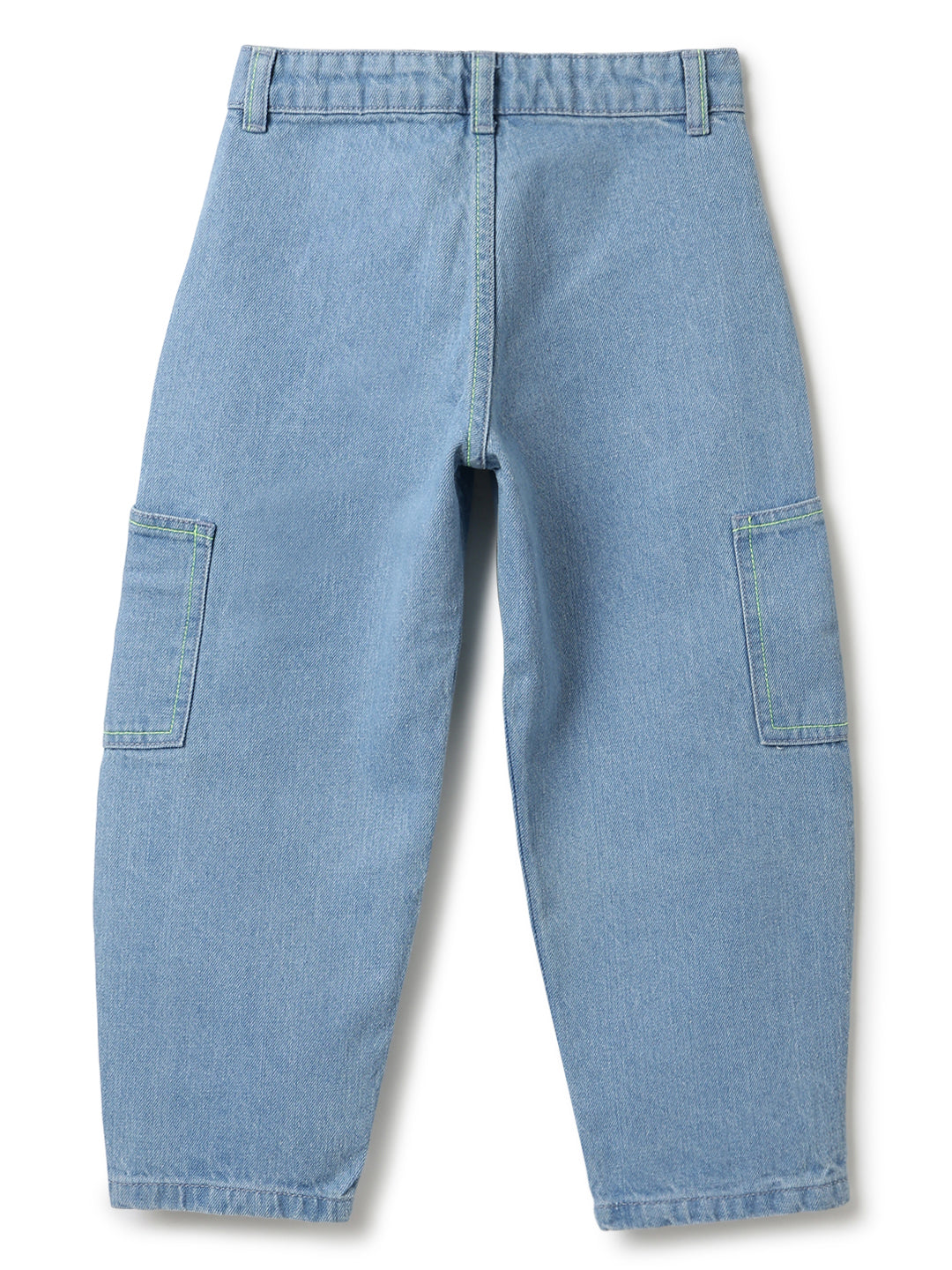 Girls Denim Light Blue Barrel Fit Jeans